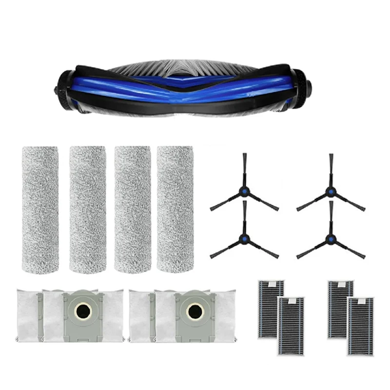 

A05G-17 Pcs For Ecovacs X8 Pro Omni Robot Vacuum Roller Side Brush HEPA Filter Mop Pad Dust Bag Ultra Durable Accessories