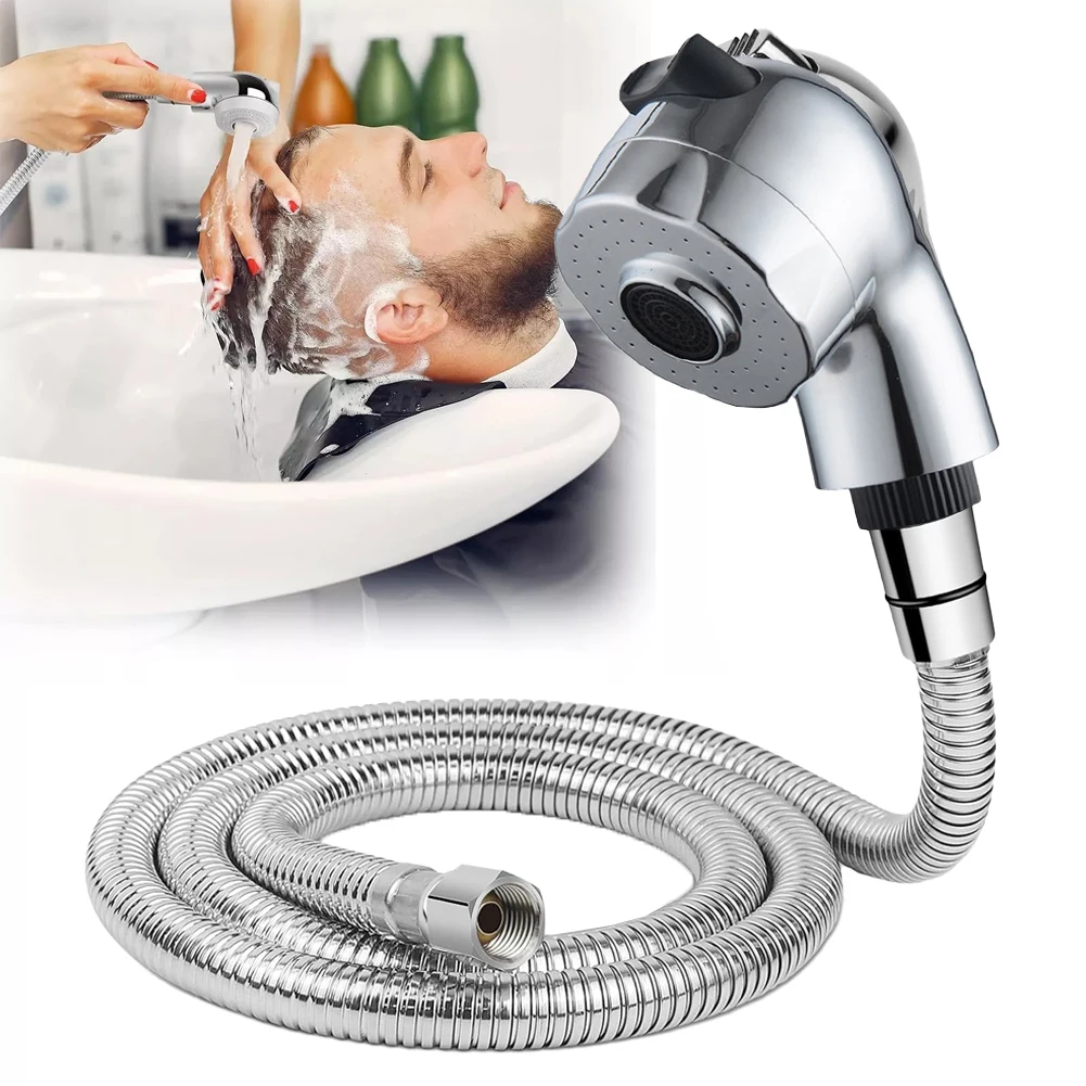 1pc 1.1m Shampoo Bowl Hose And Sprayer Head Kit 2-in-1 Button G1/2 Salon Sink Hose Bathroom Replacement Accessories