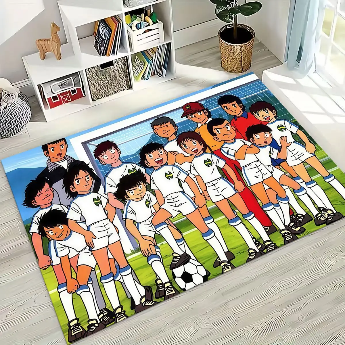Cartoon Captain Ozora Tsubasa Football Rug for Bedroom Living Room Sofa Home Doormat Decor, Large Kids Play Non-slip Floor Mat