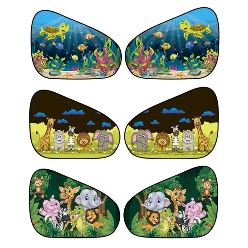 2Pcs Car Sun Shade Side Window Cover Windscreen Roof Window Folding Visor Cartoon UV Protection Sun Visor Protector Cover
