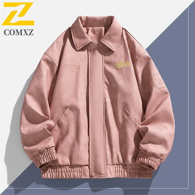 

COMXZ Мужская куртка в стиле ретро премиум-класса с лацканами, легкая мотоциклетная куртка для путешествий на открытом воздухе, повседневная стильная ветрозащитная весенне-осенняя одежда