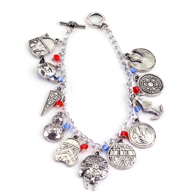 Pulsera de la película Star Wars BB8 Storm Trooper Plan Millennium Falcon, accesorios de joyería, brazalete de cadena, regalos para fanáticos