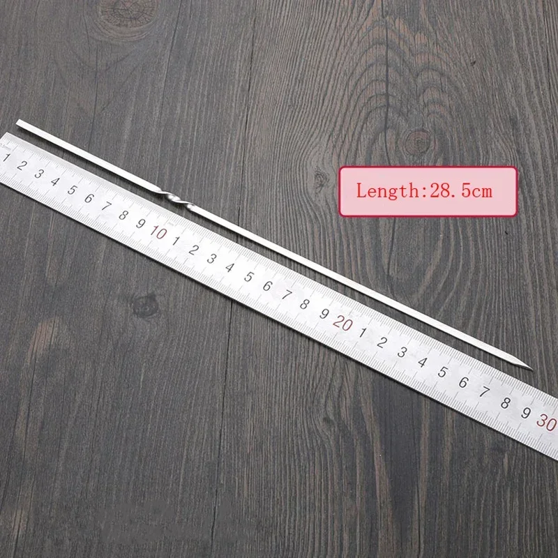 30/50/100pcs Stainless Steel BBQ Skewers 28.5cm Flat BBQ Stick Reusable Barbecue Roasting Needle Forks Outdoor Camping BBQ Tools