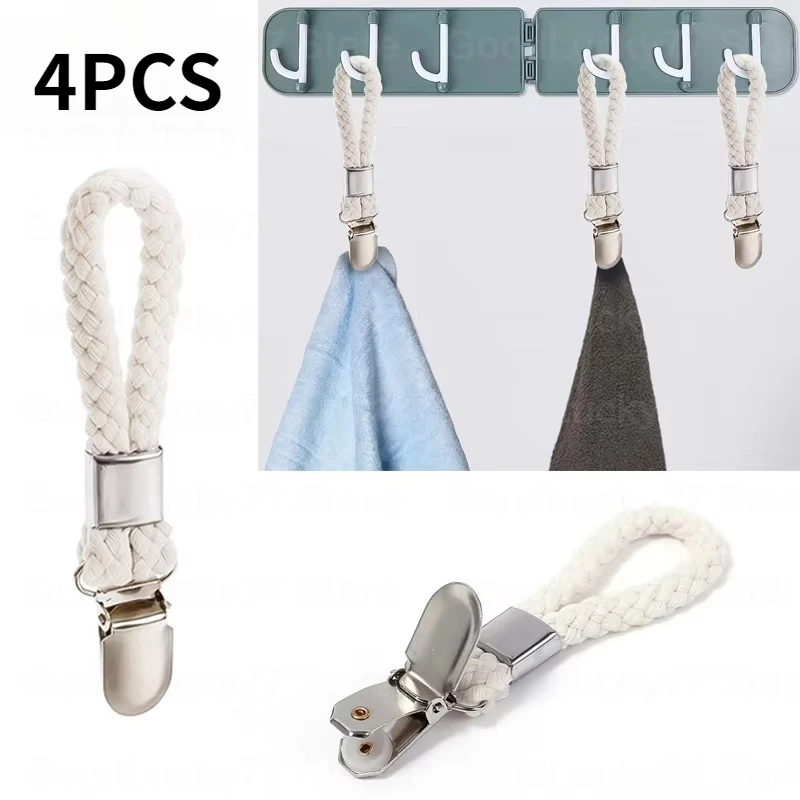 1PC Clothes hanger bathroom cotton ring towel clip Multi purpose cotton rope towel clip Rust resistant metal clip