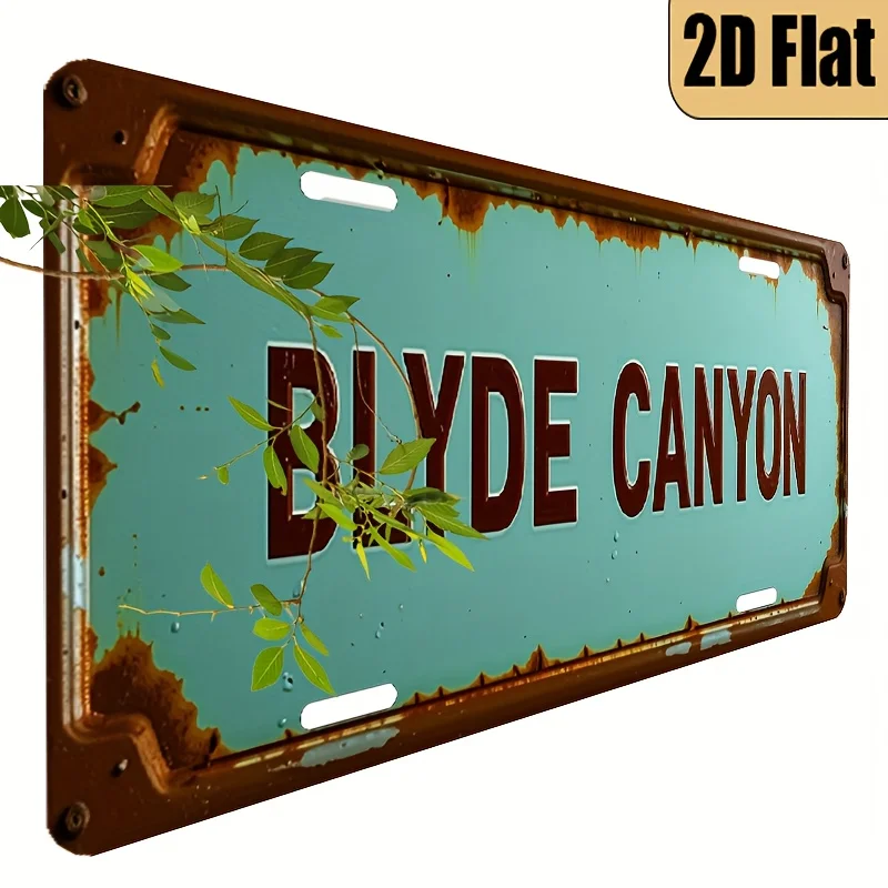 1pc Vintage Turquoise & Turquoise-Brown License Plate - Bede Canyon Design - Large 6x12 Inch (15x30cm) Rustic Car Plate Replica