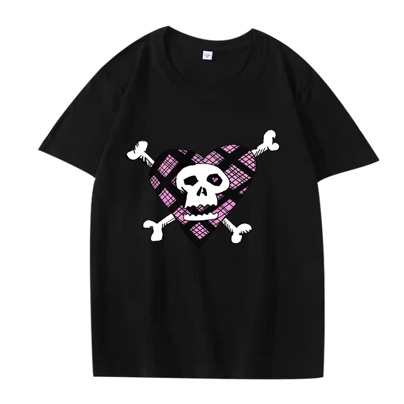 

Avril Lavigne Heart with Skull T Shirt men women Oversized streetwear 100% Cotton fashion short sleeve Summer print Unisex tops