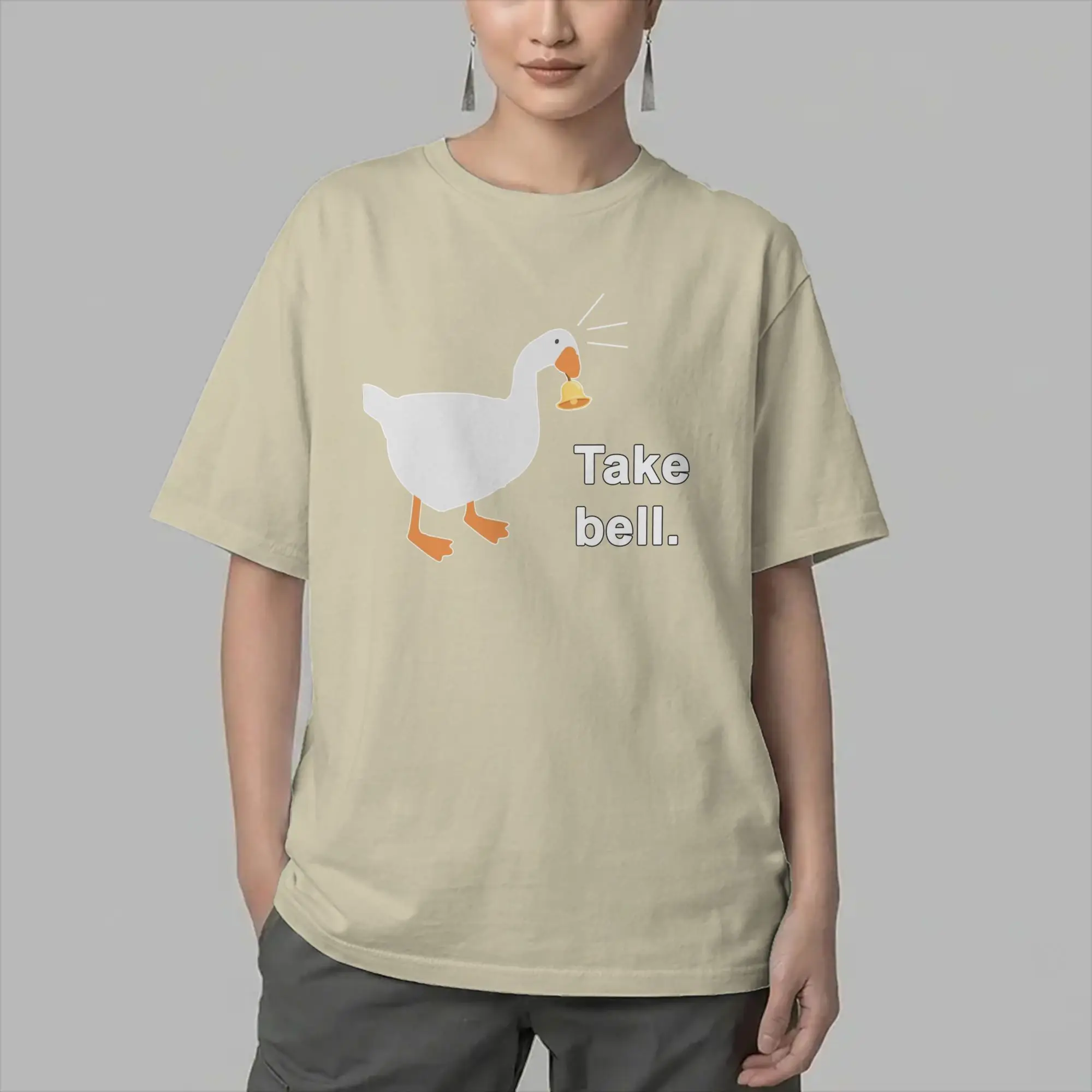 Men's T-Shirts Take Bell Goose Game Meme   Untitled Humorous Cotton Tees Short Sleeve  T Shirt Round Neck Clothes Gift Idea