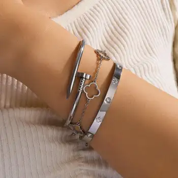 3件組法國幸運四葉草女士手鍊套裝,高品質不銹鋼材質,INS熱銷手鍊飾品,時尚精美,饋贈佳品。 10 最佳銷售 卡地亞耳環 - №6