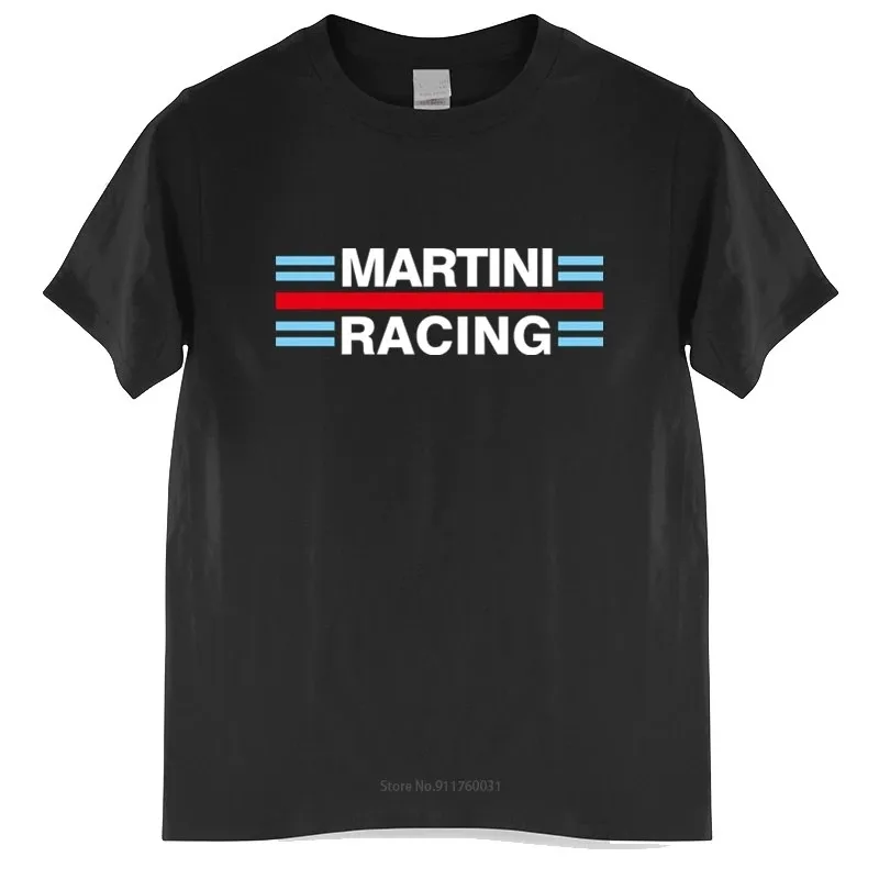 100% Cotton T Shirt Men Crew Neck Tops Williams Martini Racing Men\'s Clothing Short Sleeves Summer Big Size Homme Black T-shirt