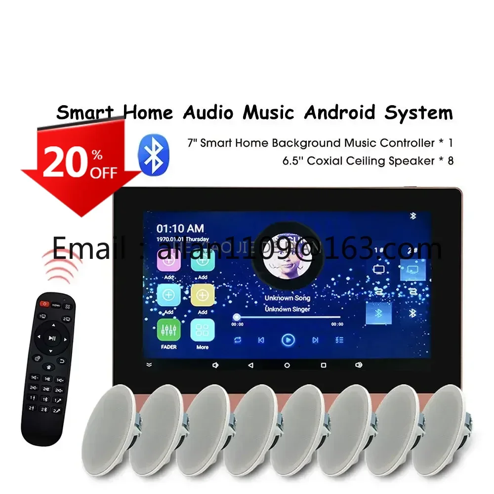 Bluetooth-compatible WiFi Wireless Touch Screen Wall Amplifier Android Audio Ceiling Speaker Smart Home Theater System Full Set