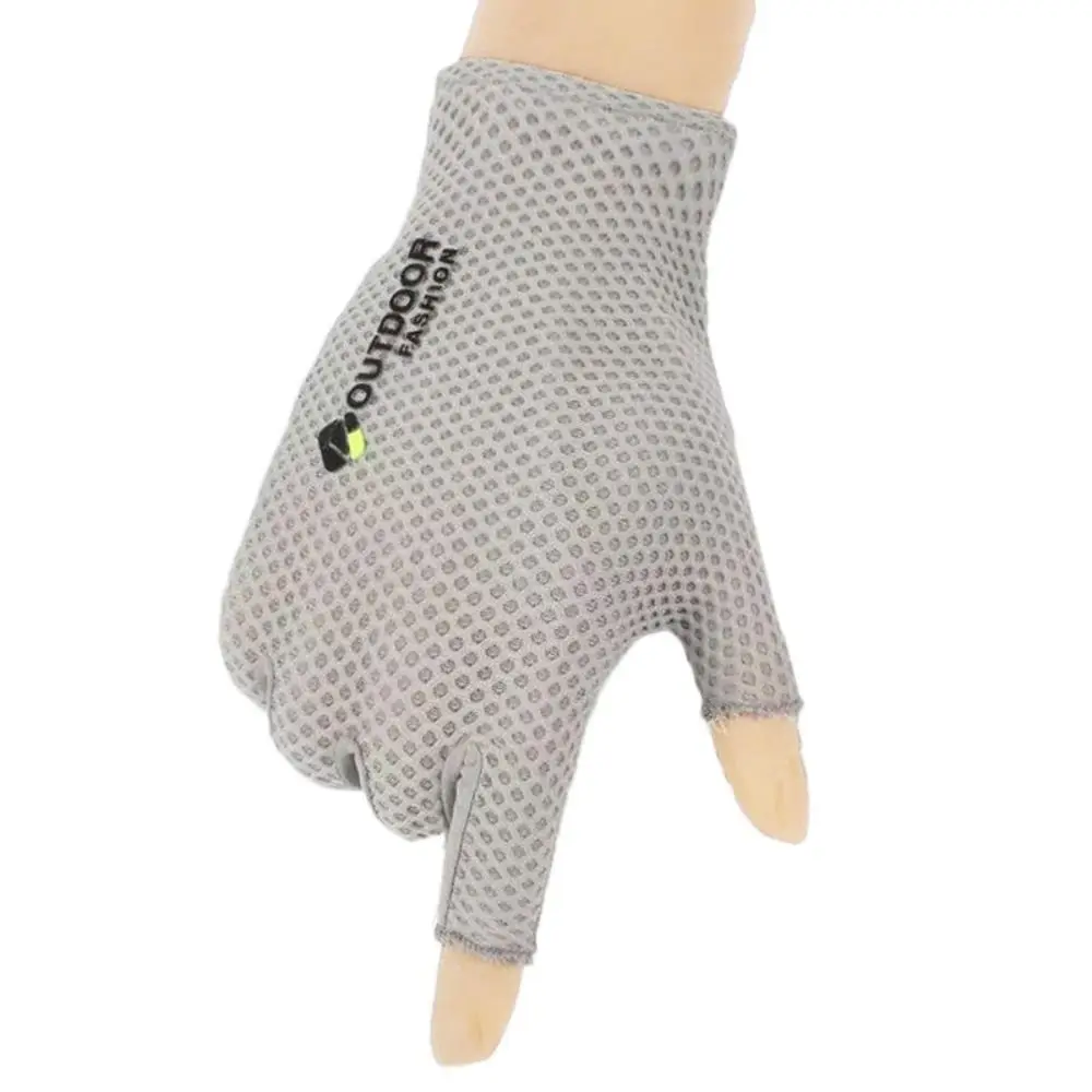 Cool Show Two Fingers Ice Silk Gloves Mesh Non-slip Cycling Mittens Thin Sun Protection Sports Gloves Fishing