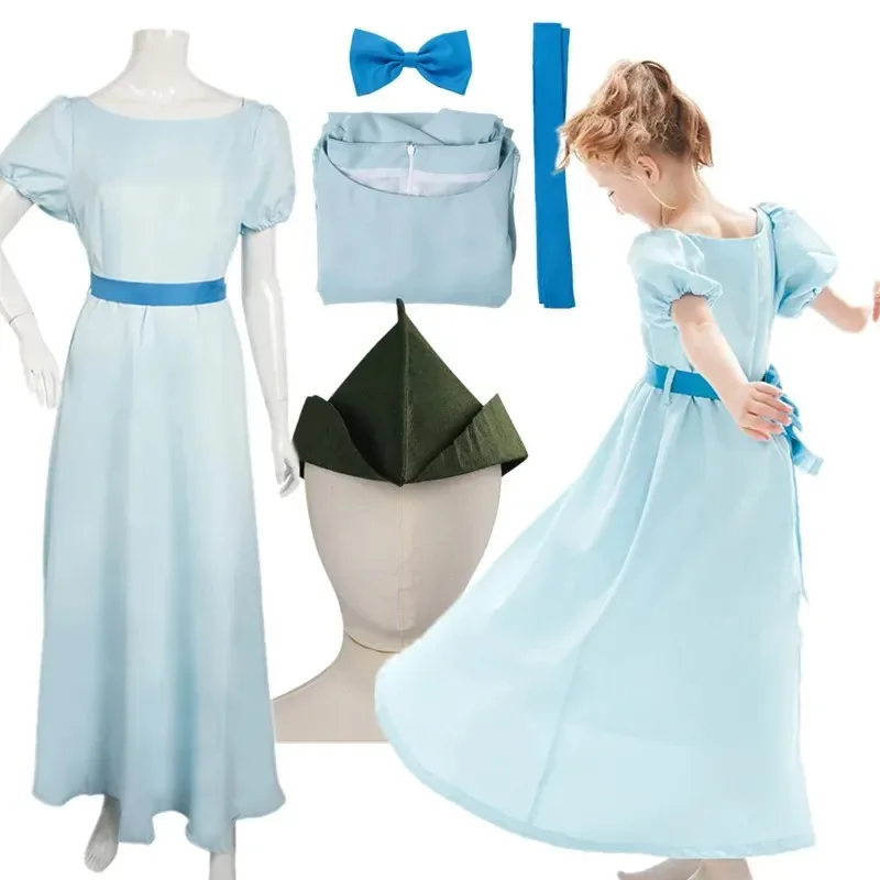 

Children/Adults Fantasia Wendy Cosplay Boy Peter Hat Costume Fantasy Girls Dress Belt Costume Outfits Halloween