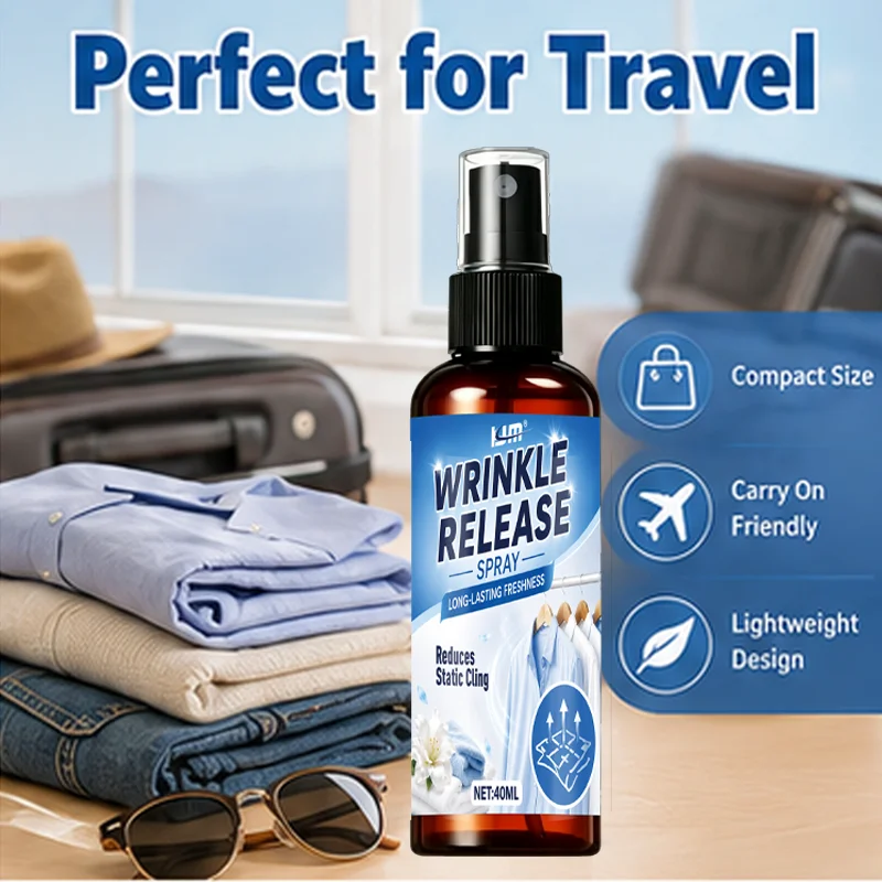 Portable Instant Clothes Wrinkle Removerold Release Spray, Fast Erase Stubborn Creases & Folds, Gentle Fabric Smoothing Mist