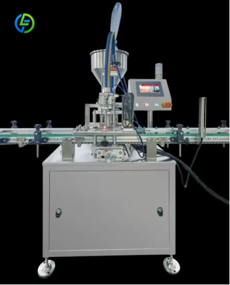 Custom made High Viscosity Fluid Filling Machine Single Nozzle Semi Liquid Paste Cream Pneumatic Conveyor Bottle Filler