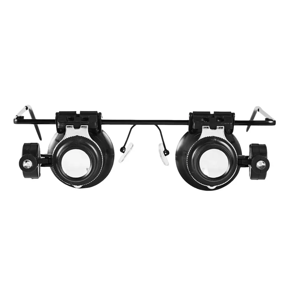 Professional 20X Glasses Type Double Eye Magnifier Watch Repair Tool Jeweler Magnifier With Two Adjustable LED Lights Magnifiers