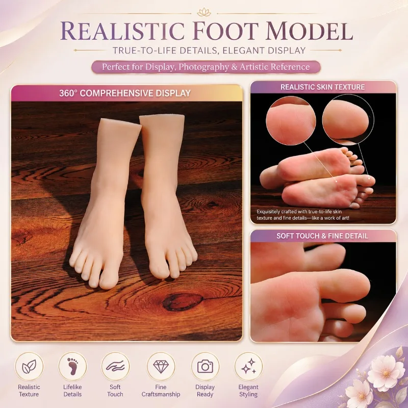 

Female TPE Silicone Foot Model Simulation Lifelike Mannequin Feet Fetish Footjob Shoes Display False Nail Art Practice 3904