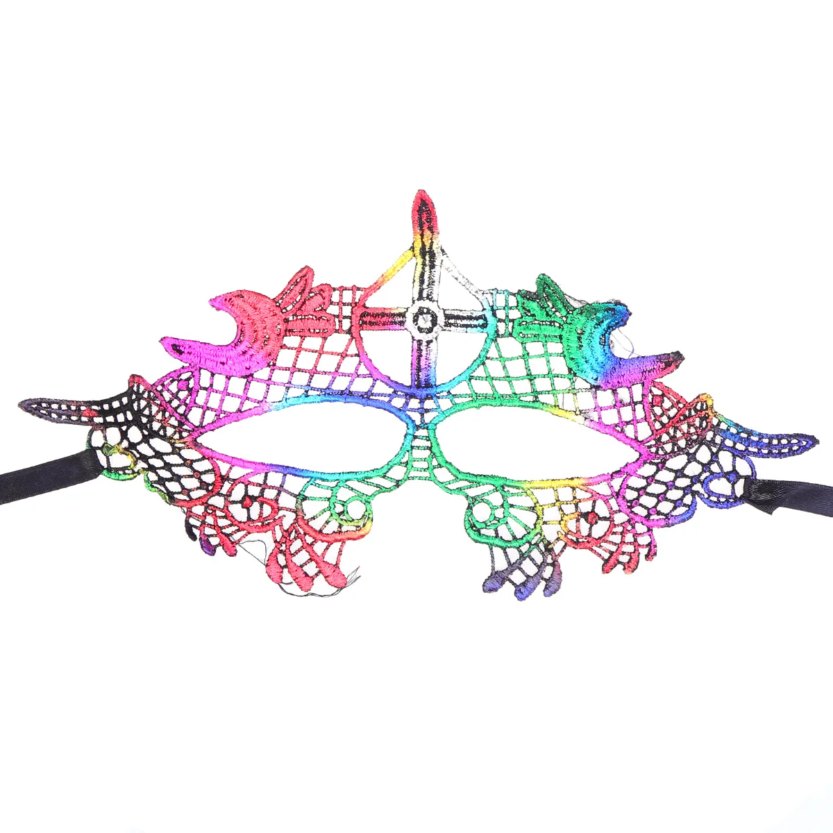 

1Pcs Lace Eye Mask Dazzle Colour Ribbon Hot Stamping Masquerade Ball Party Halloween Costume Mask for Women