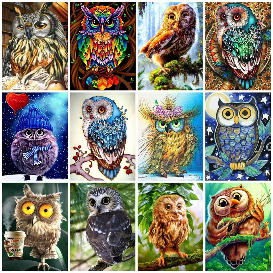 

AZQSD 5D Diamond Owl Needlework DIY Full Sets - Animal Picture Rhinestones Home Decor