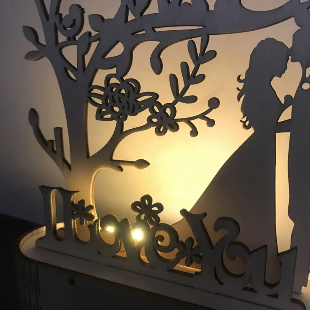 

I Love You LED Night Light Wood Carving Design Fashion Romantic Sleep Lamp Bedside Nightlight for Couples Families Gift