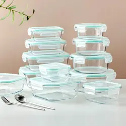 High Borosilicate Glass Lunch Box Microwave Oven Bento Bowl Sealed Picnic Box Office Workers' Fresh-keeping Box Bento Lunch Box