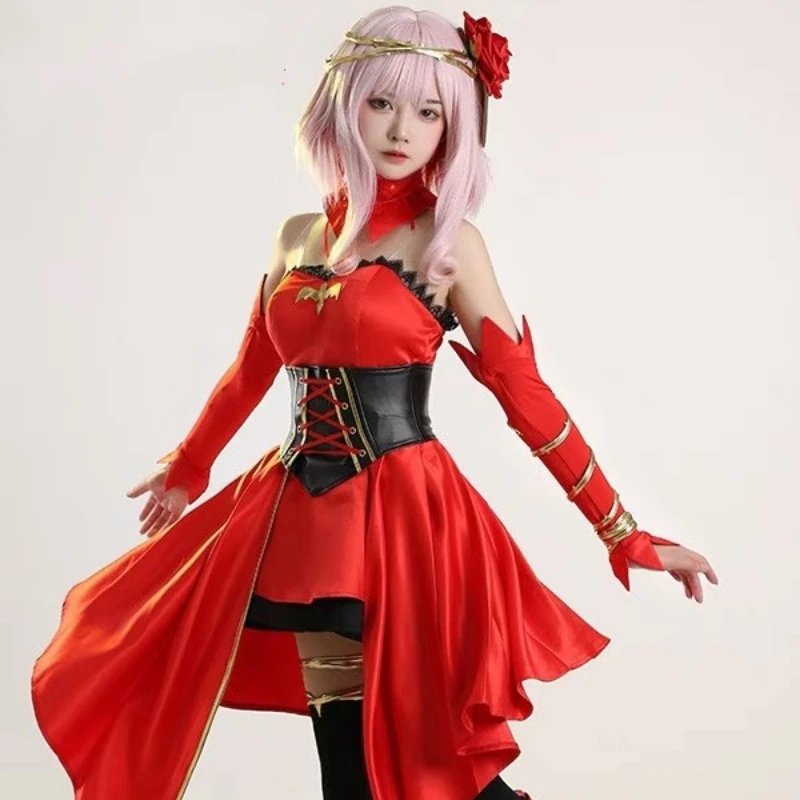 New Popular Cosplay Costume Wig Red Sweet and Fresh Two-dimensional Anime Comic Show Performance School Performance Cos Costume