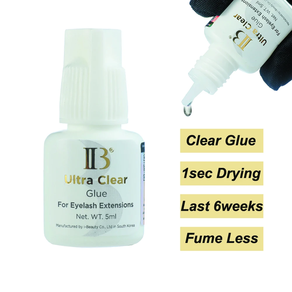 I Beauty Clear Glue Eyelash Extension Adhesive  White Cap Glue 5ml Fast Drying Long Lasting IB Glue for Professional