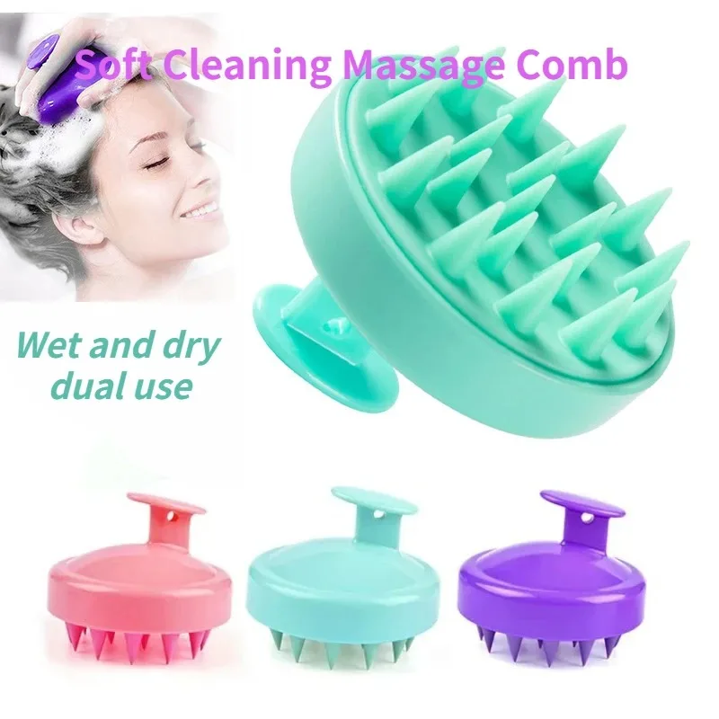 Weiche Shampoo-Bürste mit Silikonborsten, Peeling-Massagekamm für die Kopfhaut, Duschbürste, sowohl trocken als auch nass, geeignet für Männer und Frauen