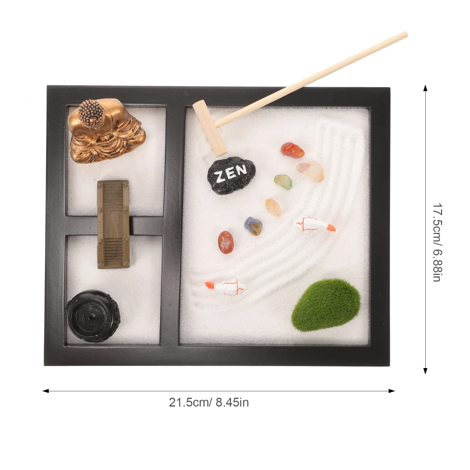 Kit Taman Zen Ornamen Meja Pasir Kayu untuk Dekorasi Kotak Pasir Meja Alat Seni Meditasi Dekorasi Rumah Kantor Lanskap Dekoratif