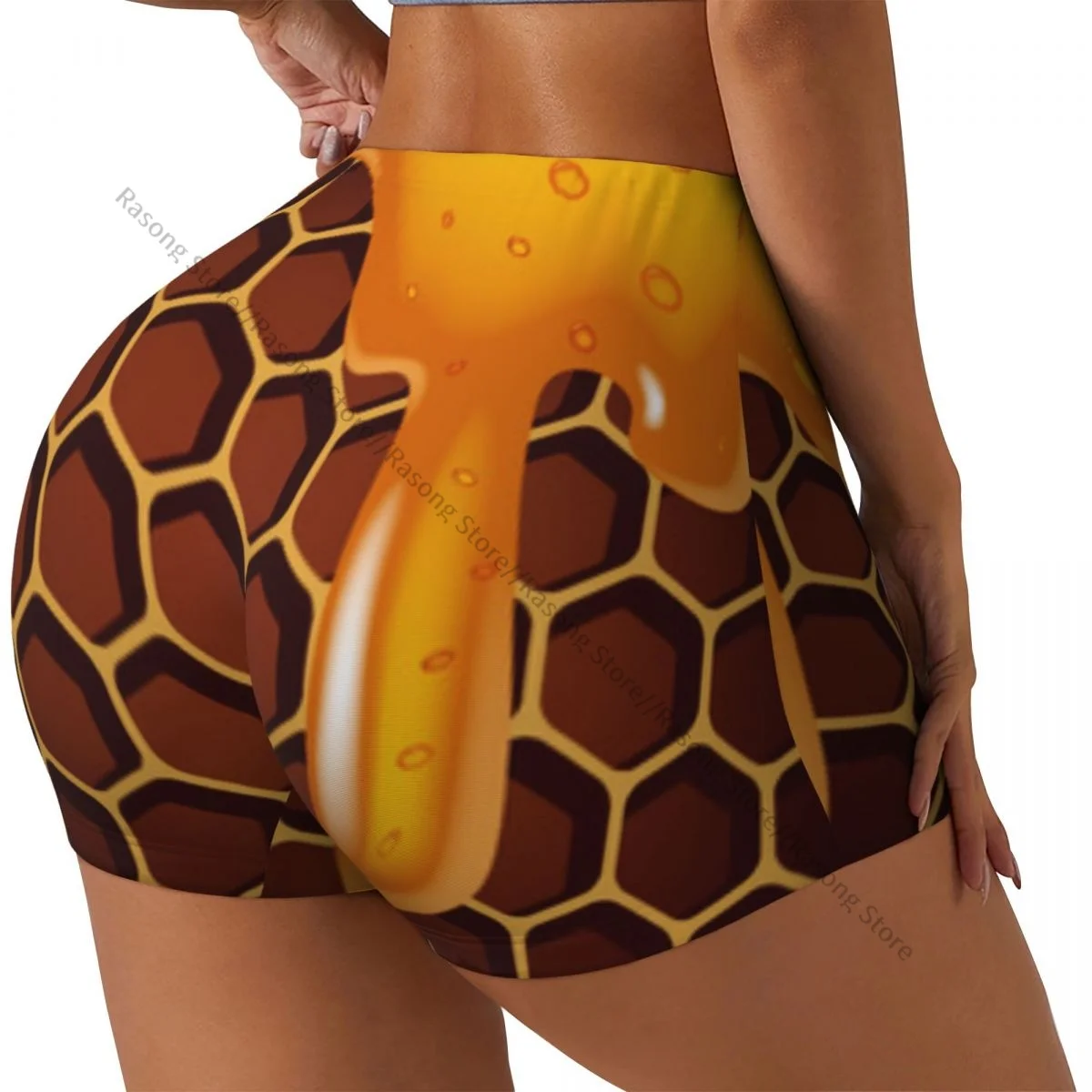 

Короткие эластичные шорты с эффектом пуш-ап, шорты для бега с сотовым рисунком, спортивные шорты, женская одежда для спортзала