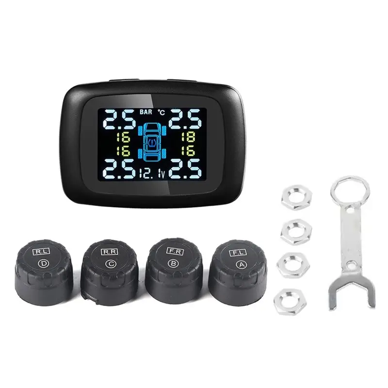 For Real-Time Tire Pressure Monitoring Car TPMS System Featuring Cigarette Lighter And 4 External Sensors