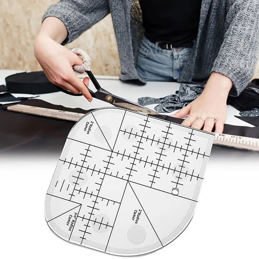 

Non Slip Curved Corner Cutter Ruler Acrylic Durable Patchworks Sewing Template Clear Scale Accurate Multifunctional Angle Ruler
