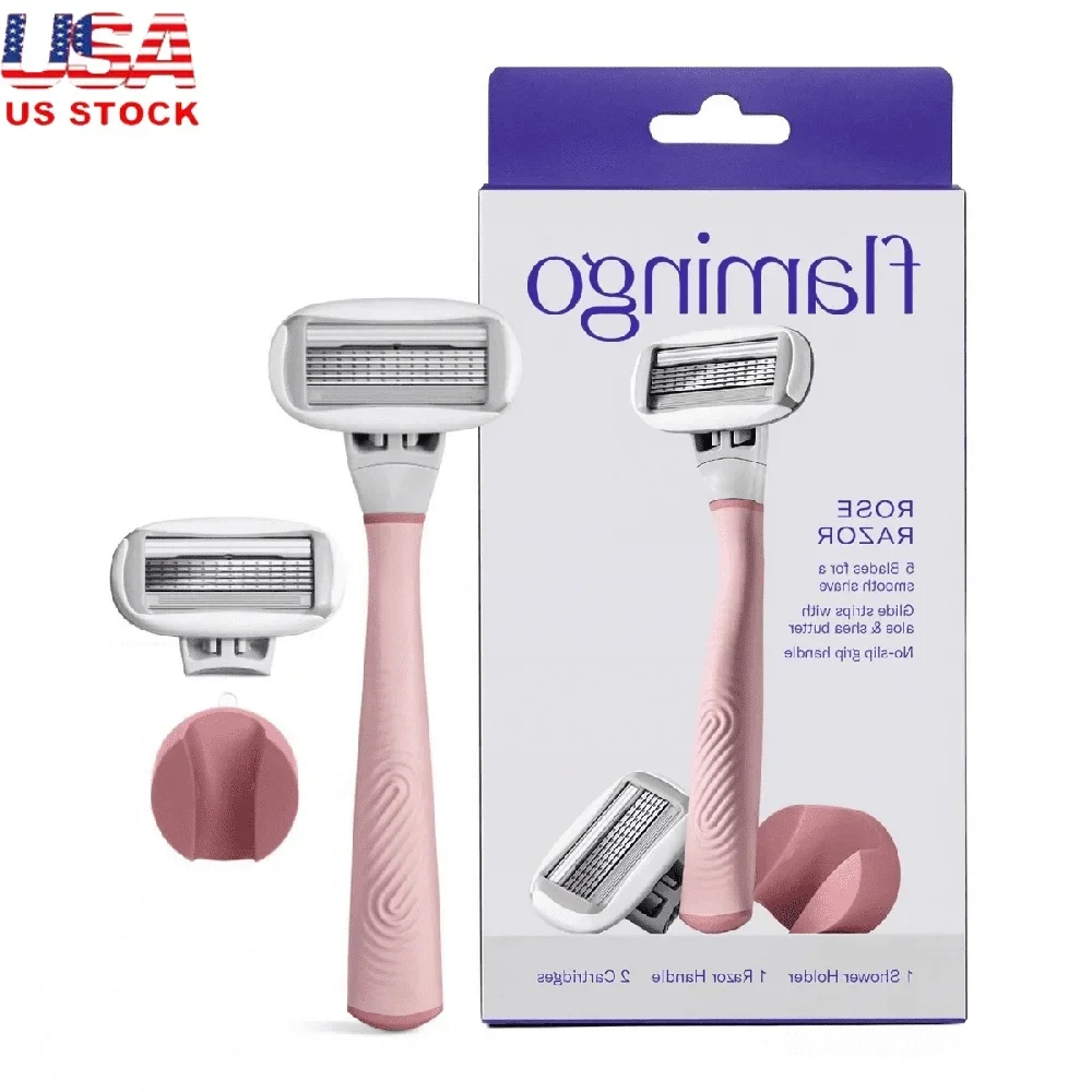 

Women's Razor Shaving Set 5-Blade Cartridge Ergonomic Handle Shower Holder Comfort System Anti-Slip Aloe Shea Butter Skin