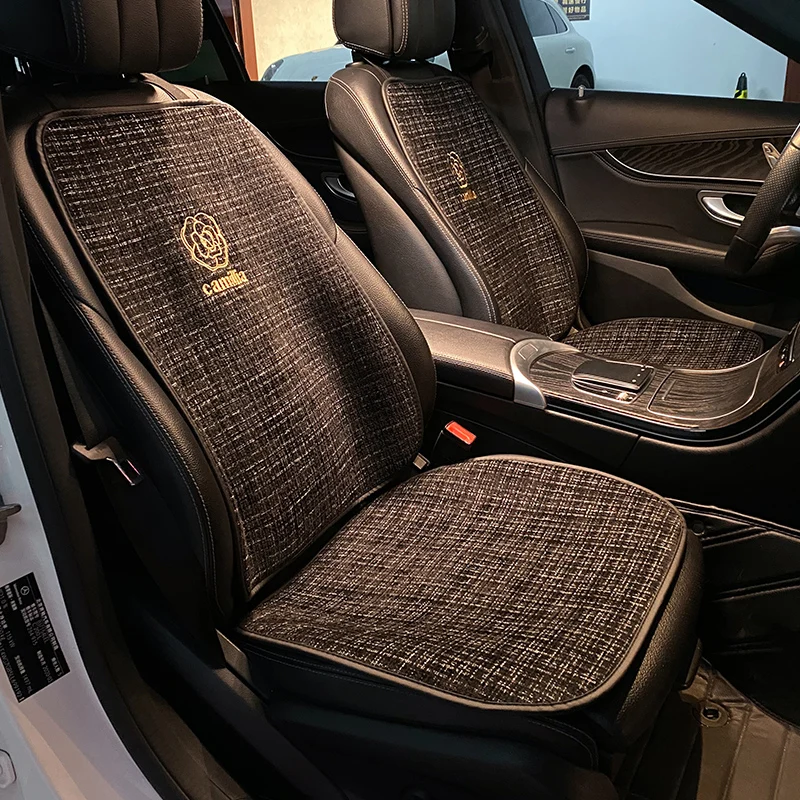 2023  New Arrival Creative Fashion Camellia Cotton Flax Four Seasons Universal Protective Five-seat Car Seat Cushion Cover