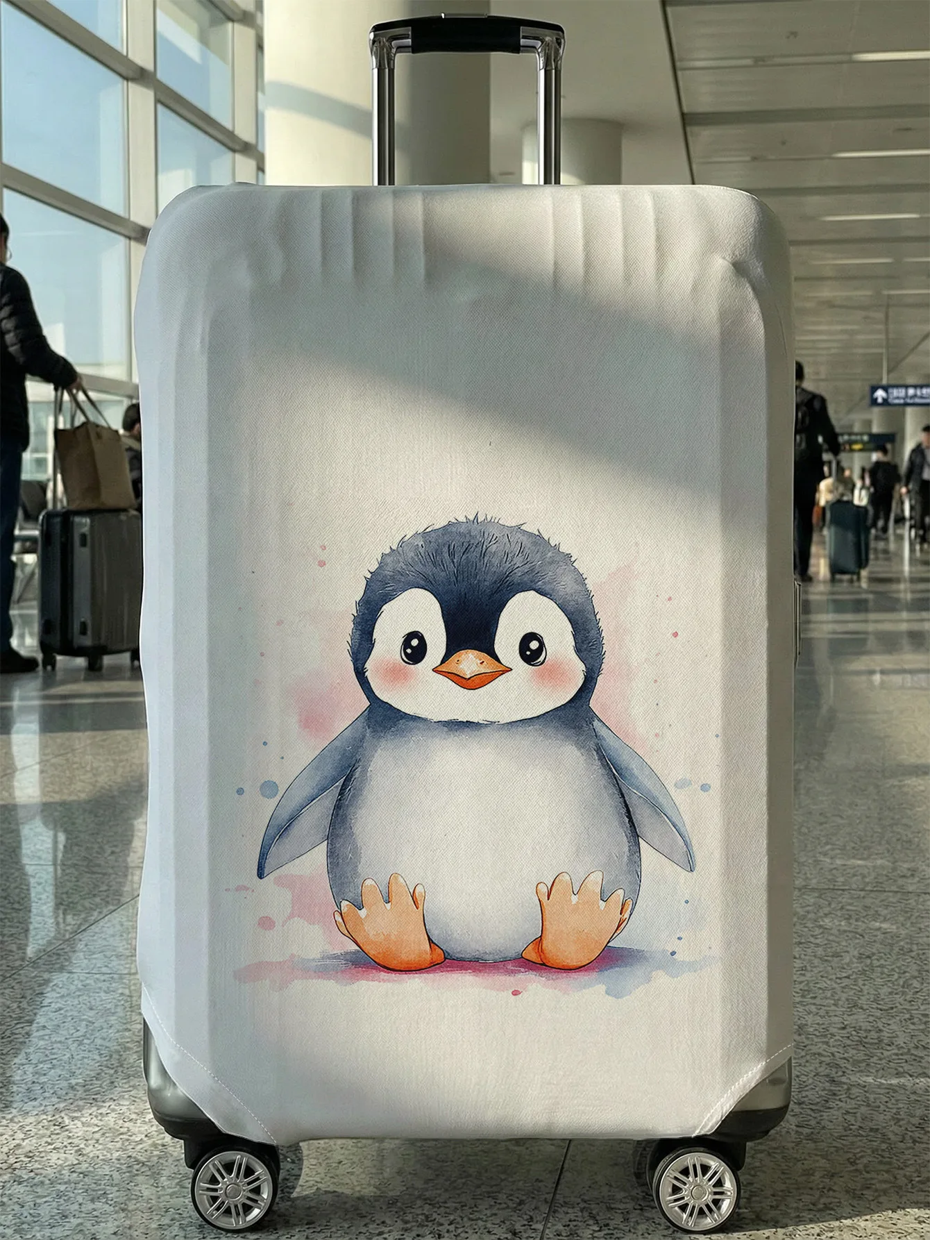 

Чехол для багажа с акварельным принтом пингвинов, подходит для чемоданов 18-32 дюймов, чехол на ручку чемодана, дорожные аксессуары