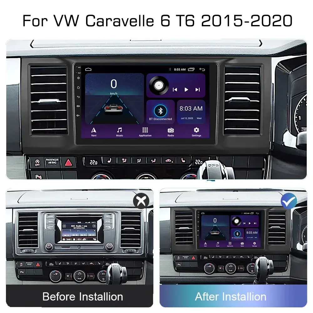 Android 13 Carplay Car Radio Multimedia Player For Volkswagen Caravelle 6 T6 2015 - 2020 Head Navigation GPS Android Wifi 4G