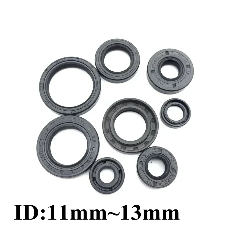 5Pcs ID 11mm ~ 13mm OD 19mm ~ 32mm TC/FB/TG4 Skeleton Oil Sealing O Ring NBR Double Lip Sealing Gaskets For Rotation Shaft Black