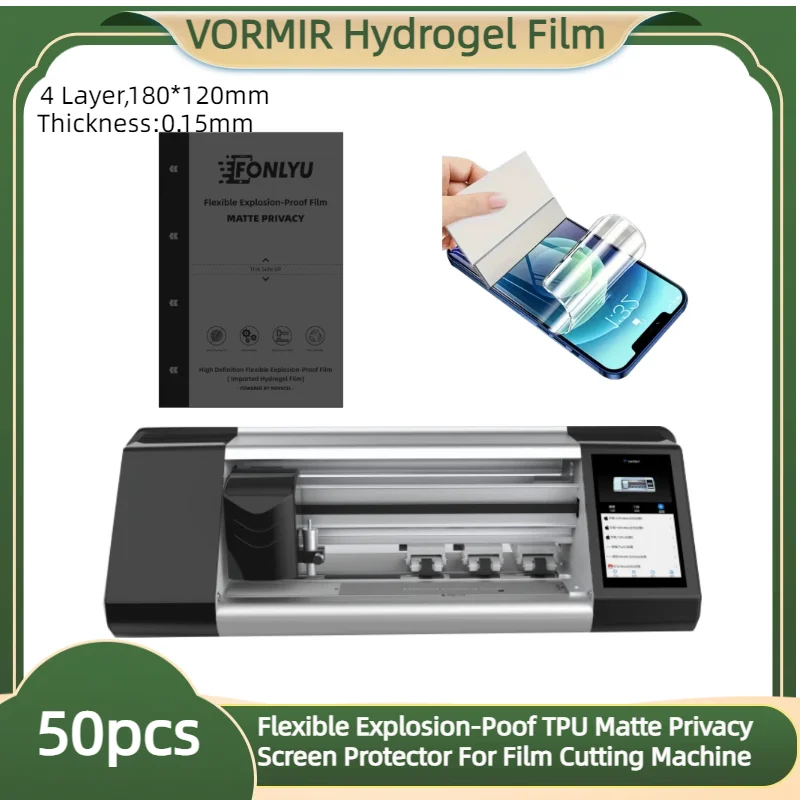 

50pcs Flexible Explosion-Poof Imported Matte Privacy Hydrogel Film TPU Custom Mobile Phone Screen Protector For Cutting Machine