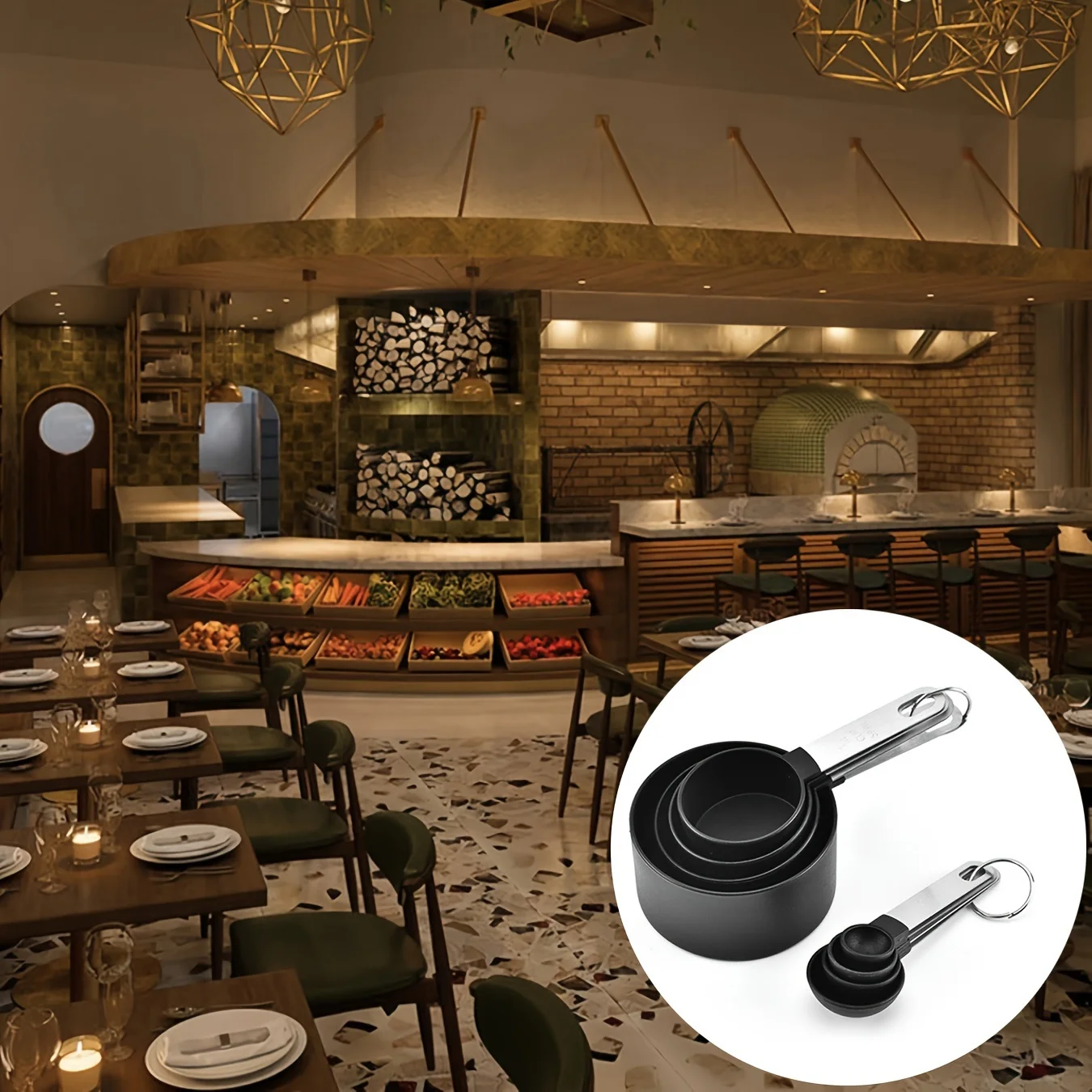 8-Piece Stackable Measuring Cups & Spoons Set - Stainless Steel Handles With Durable Plastic Heads, Perfect For Restaurants & Ca