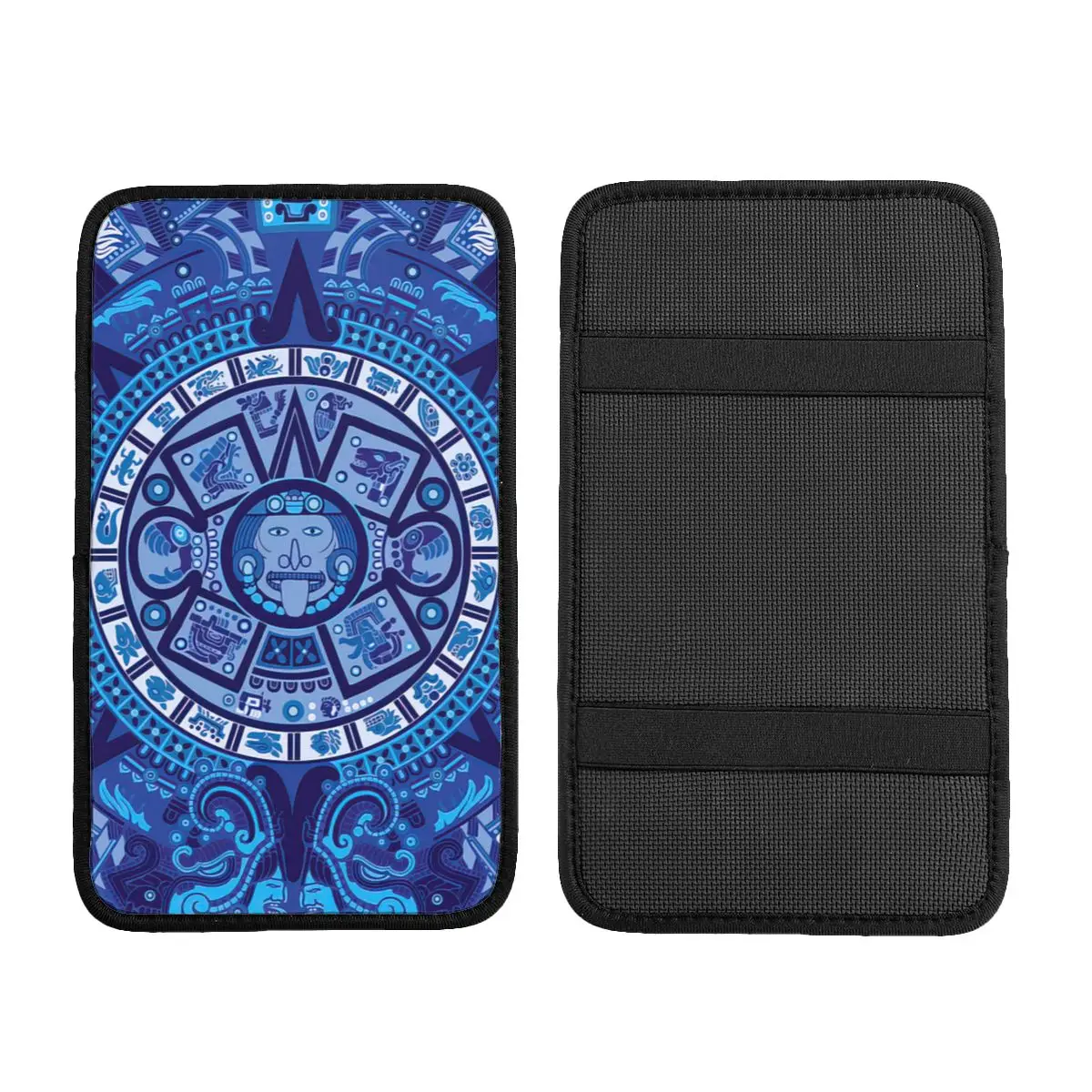 Aztec Calendar In New Blue Car Accessories Car Handrail Box Cushion Custom Print Non-slip Car Armrest Cover