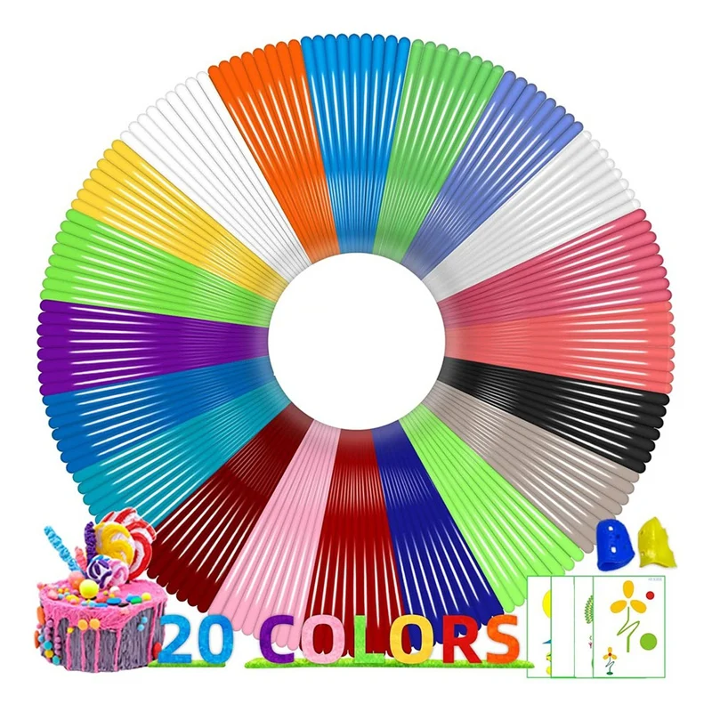 20Colors PLA 3 D Pen Filament Refills,1.75Mm 3 D Pen Filament, Each Color 16.4Ft,Total 328Ft,Compatible MYNT3 D 3 DP Ens