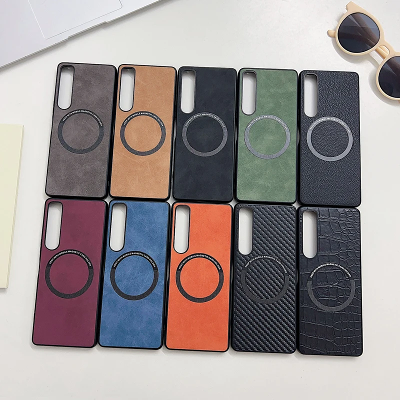 Magnetic PU Leather Case for Sony Xperia 10 1 V 5 IV 6 VI ACE III Pro-I Phone Case Magsafe Shockproof Skin Feel Protective Cover