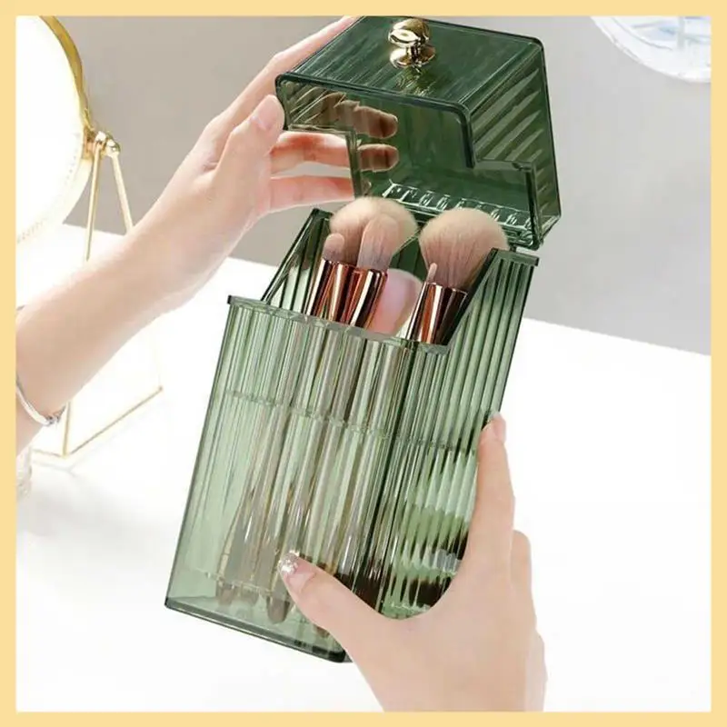 Tubo de almacenamiento de brochas de maquillaje, caja de almacenamiento de brochas de polvo suelto a prueba de polvo, lápiz de cejas de escritorio, colorete, cubo cosmético, fácil instalación, C