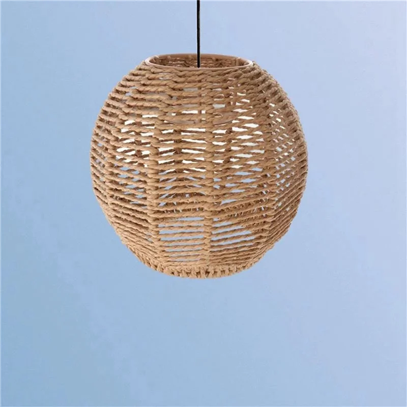 ABGR-4X إضاءة المنزل الروطان غطاء المصباح اليدوية المنسوجة الثريا عاكس الضوء الرجعية الإقامة عاكس الضوء الثريا الزخرفية