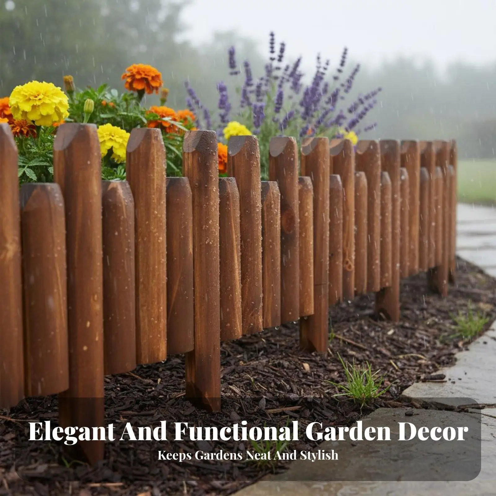 Rustic Carbonized Wood Fence Edging for Outdoor Garden Border Path and Lawn Decorative Flexible Yard Fence Panel