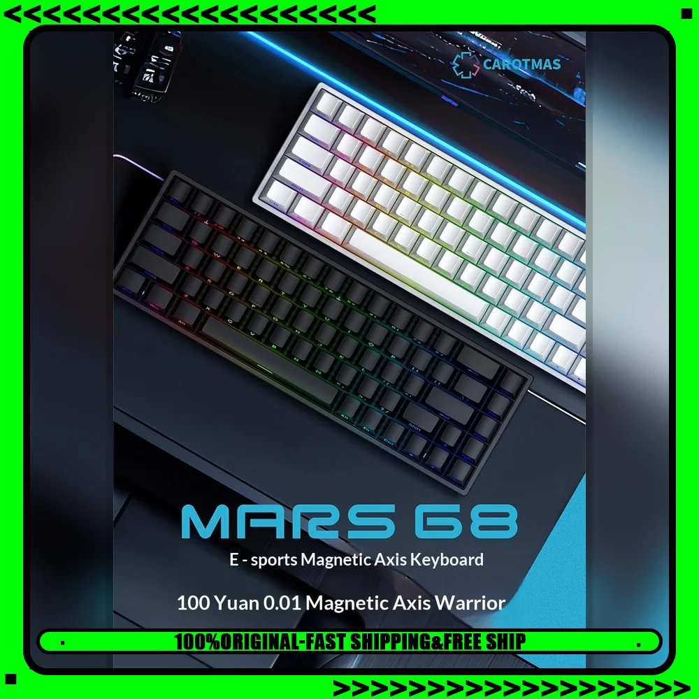 CAROTMAS MARS68 Series Magnetic Switch Gaming Keyboard 68-Key 64K Scanning Rapid Trigger RGB Wired Wireless