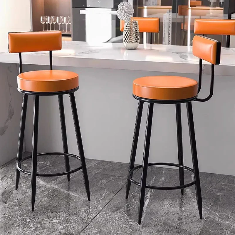 

Simple Design Bar Chairs Modern Round Leather Comfortable Stylish Nordic Chair Black Minimalist Barkrukken Bar Furniture