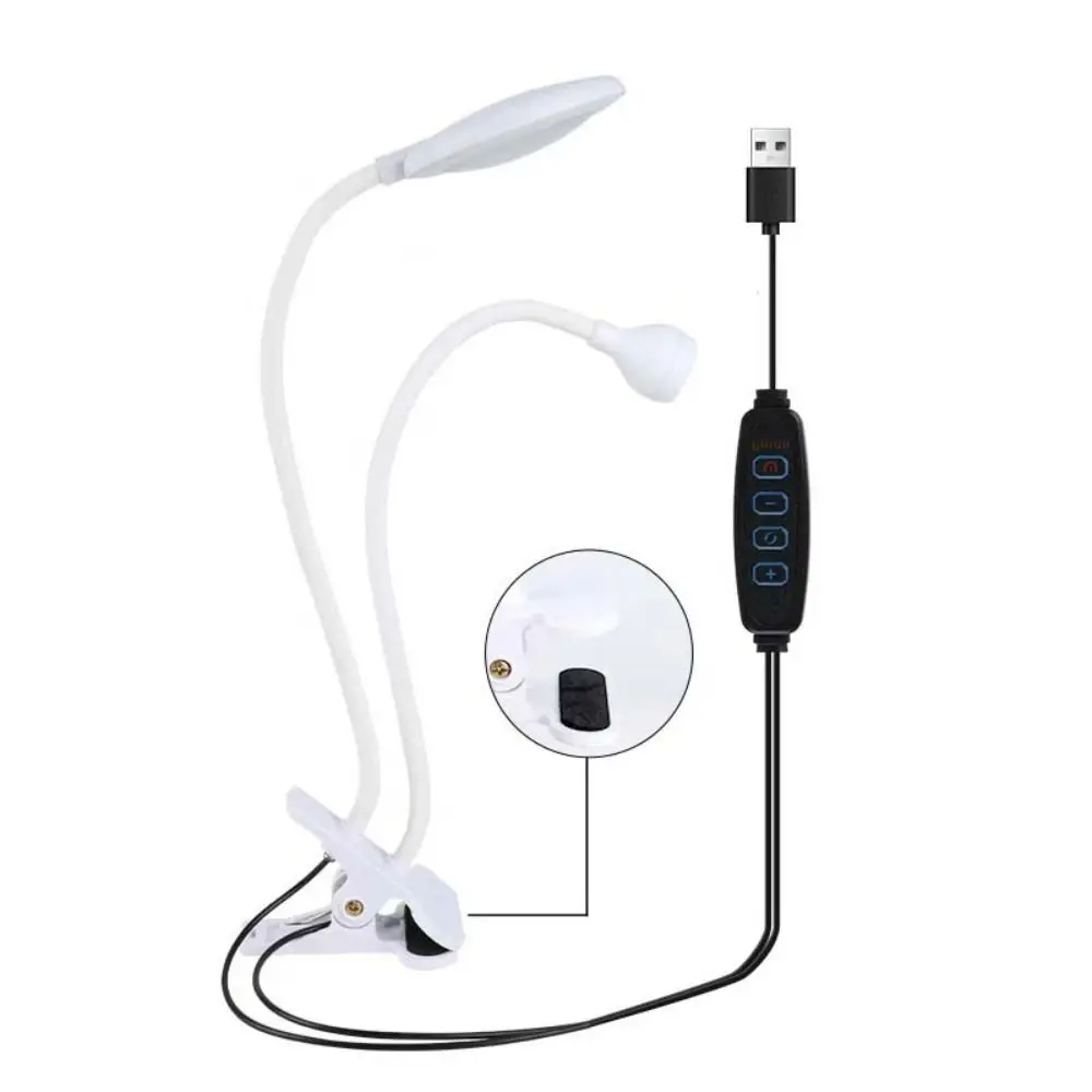Lámpara de mesa LED de doble cabezal, lámpara con Clip USB, luz nocturna, lámpara violeta curable UV, lámpara de reparación de teléfono móvil portátil Flexible