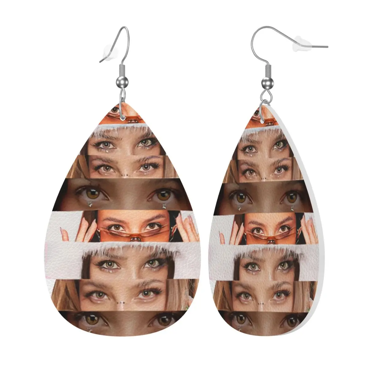 مخصص E-Emilia Mernes استرخى إسقاط أقراط أقراط جلدية للنساء موضة Mp3 المغني المشارك لعيد الحب #2