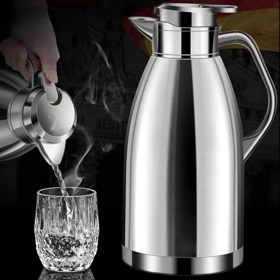 Large Capacity 1.8 Liter 304 Stainless Steel Vacuum Flask Insulated Teapot Coffee Kettle Jug Handle Travel Kettle Thermos Bottle