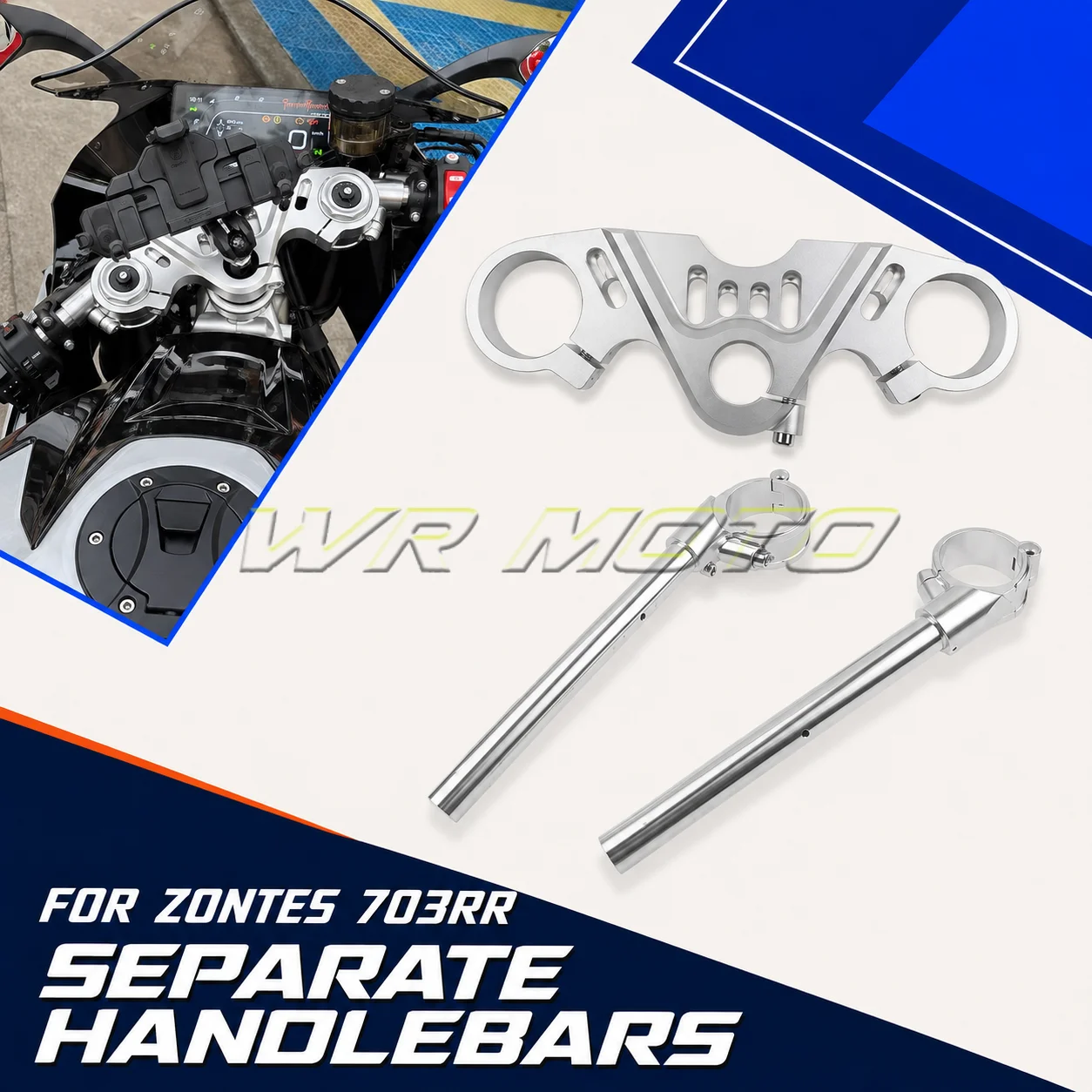 Clip‑On Handlebar Upper Triple Clamp Lowered Steering Handlebar Fit For ZONTES 703RR Sport Bike Mod Accessories